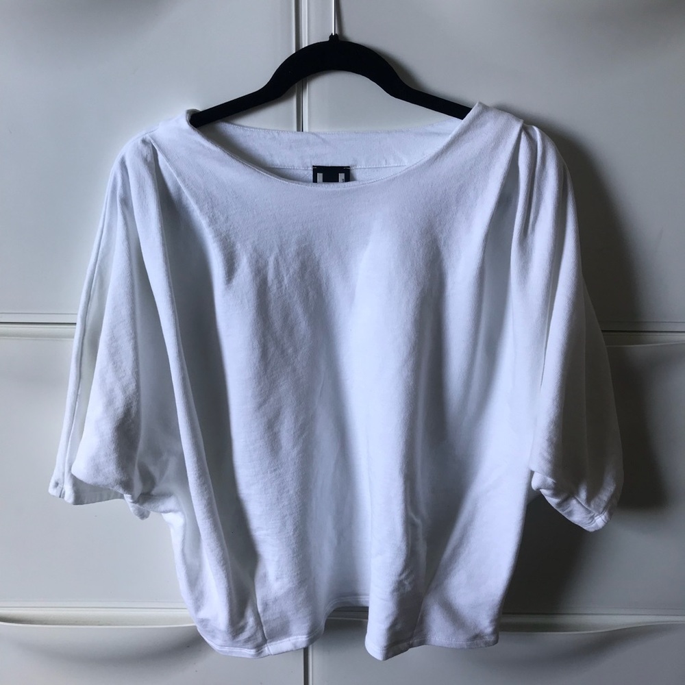 White Jersey dolman sleeve top